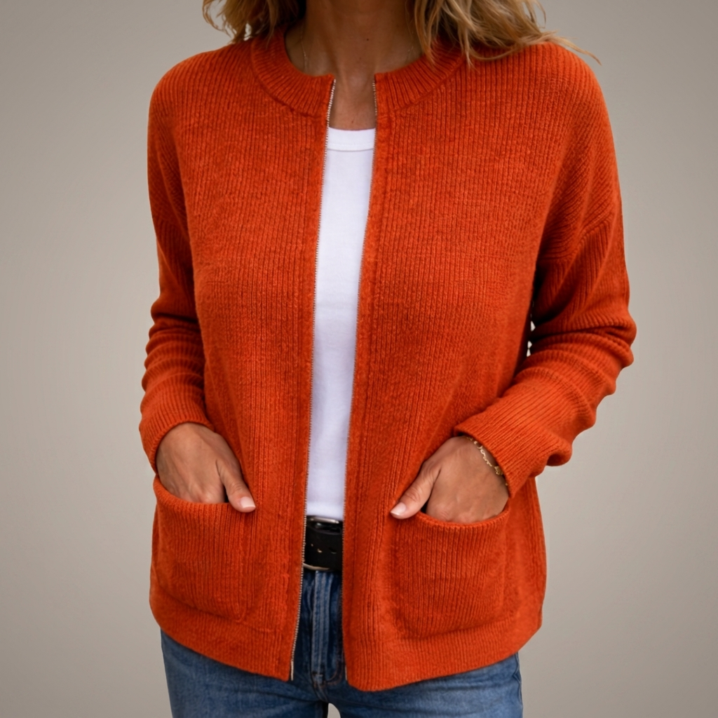Diane - Soft Zip-Front Knit Cardigan