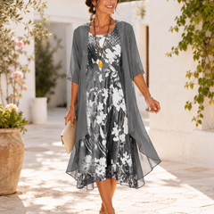 Olivia breezy two-layer floral dress – view 6