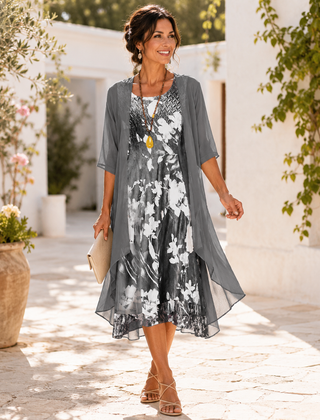 Olivia breezy two-layer floral dress – view 6