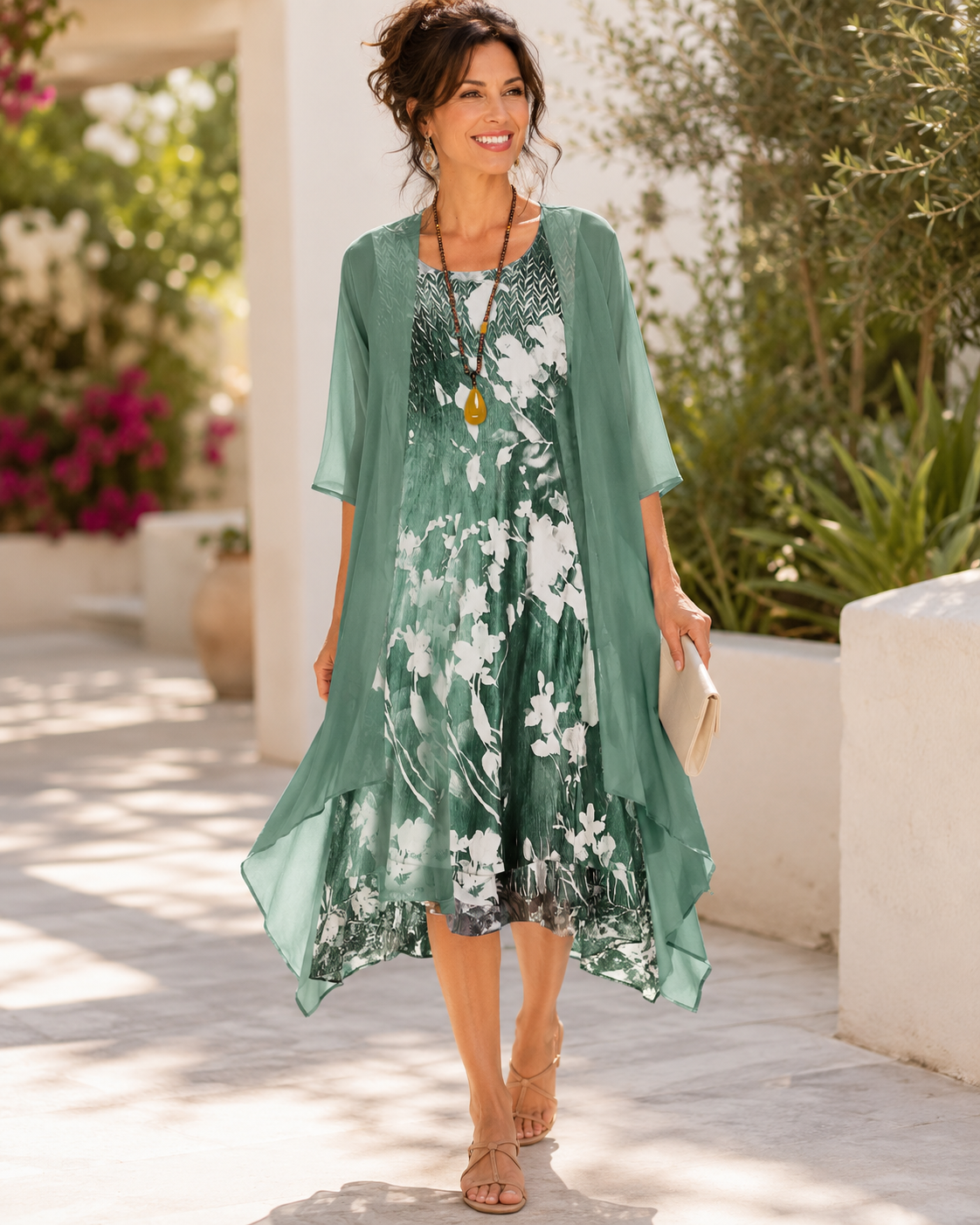 Olivia breezy two-layer floral dress – view 5