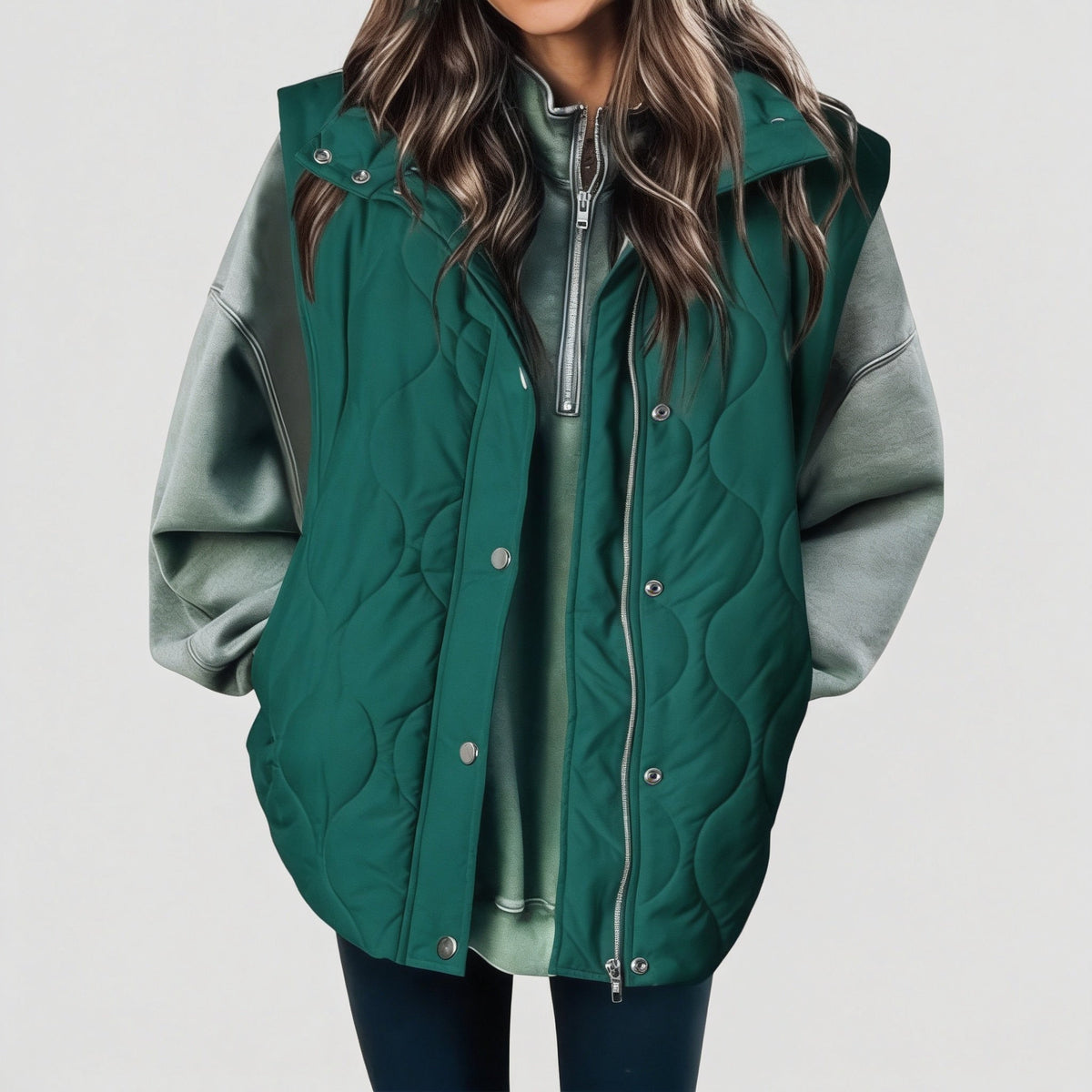 Women's Puffer Vest, Hooded Quilted Sleeveless Zip Up Gilet