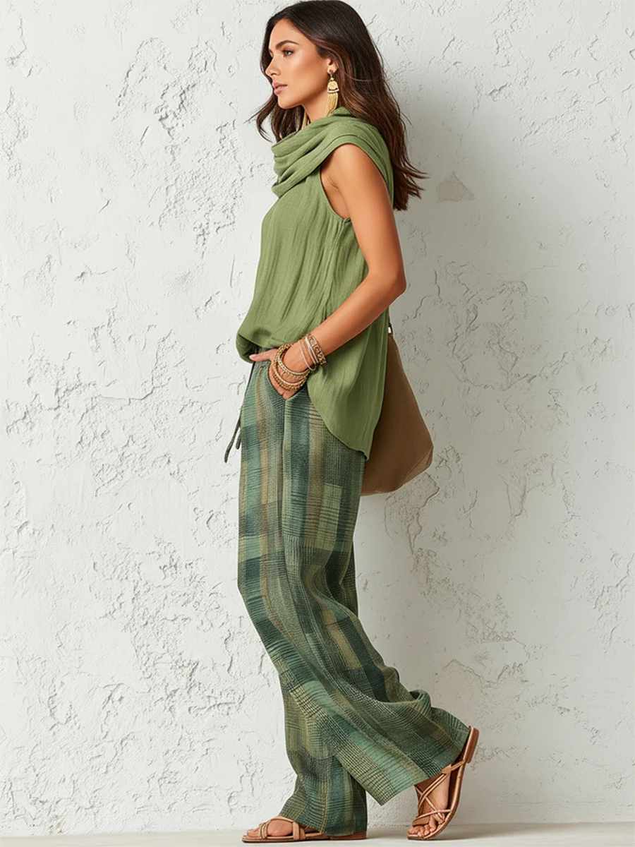Paula boho blouse and wide-leg pants set – view 2