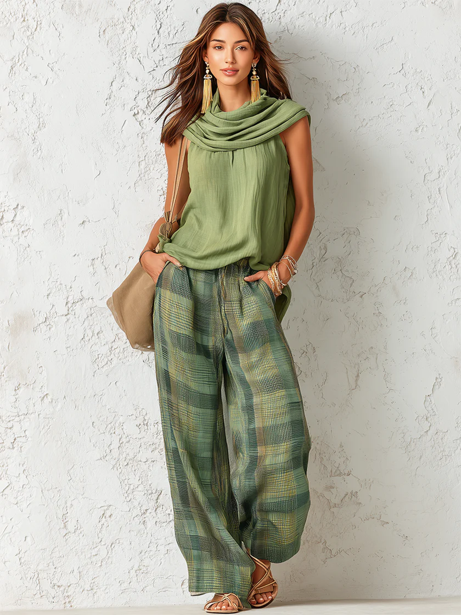 Paula boho blouse and wide-leg pants set