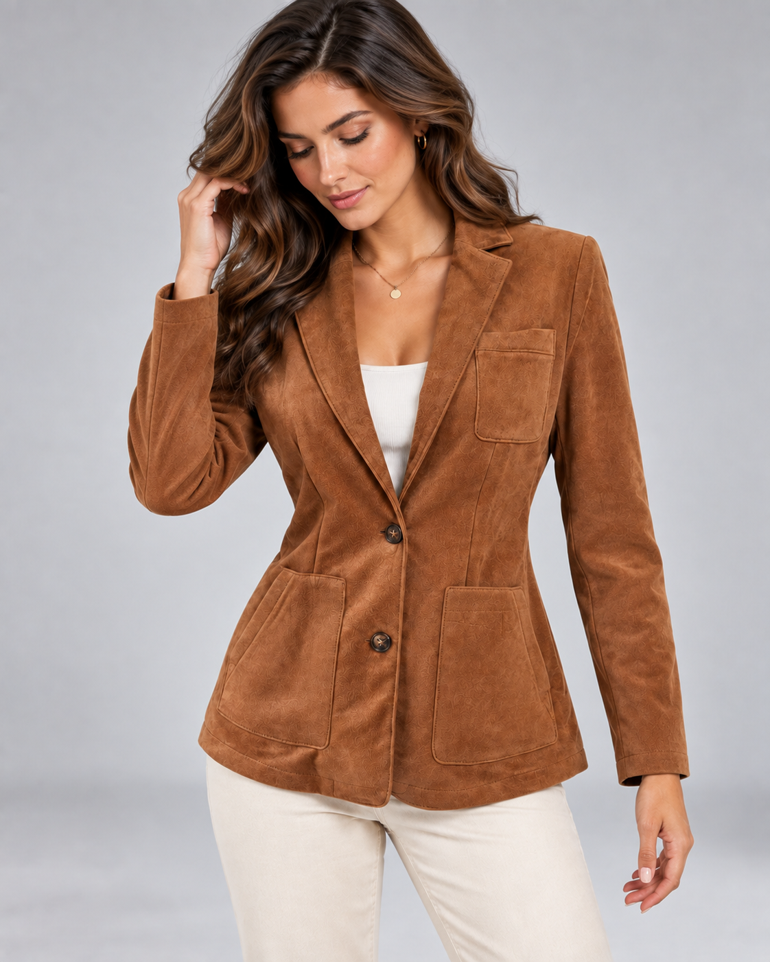 Rachel | Button-Down Suede Blazer for Women