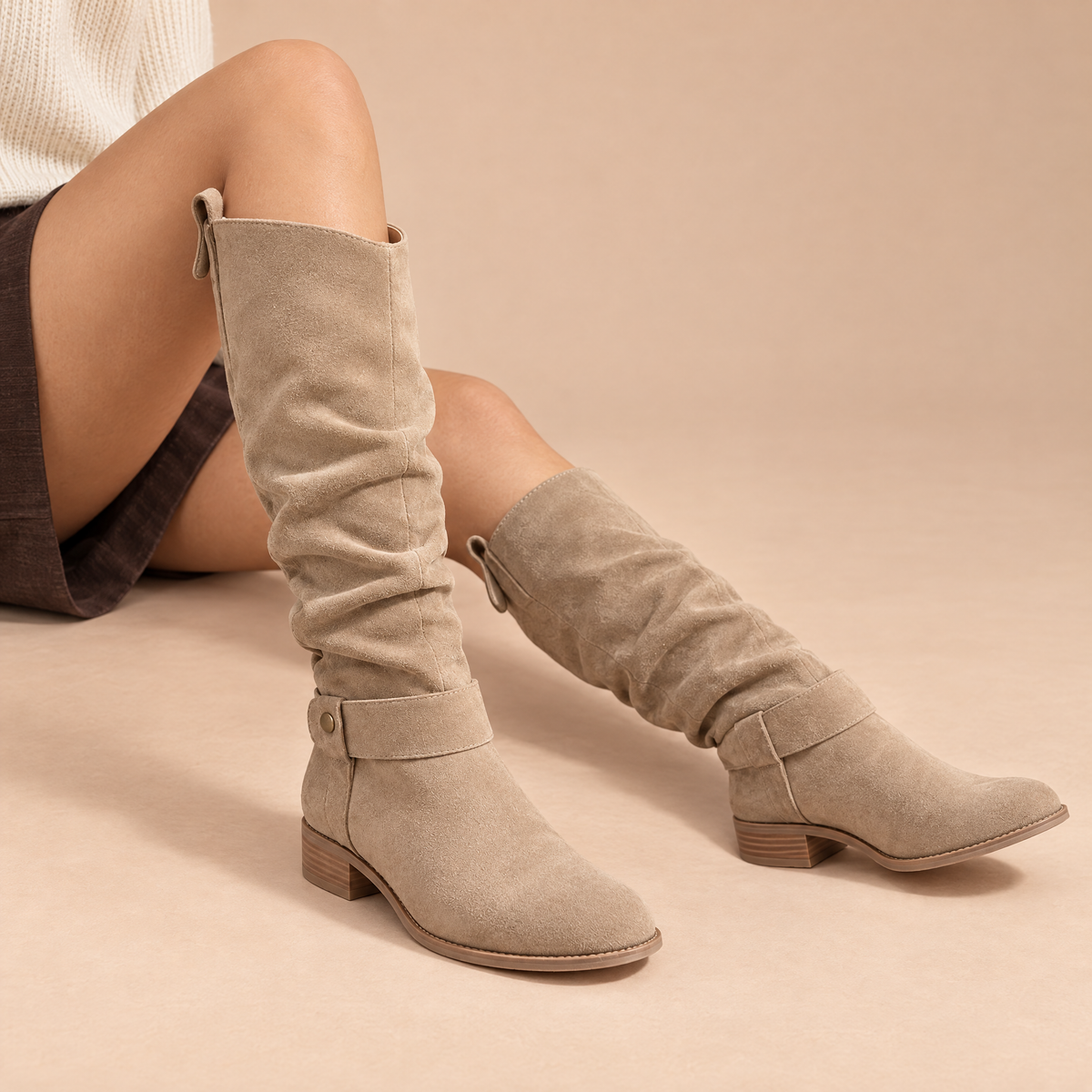 Cavelle Buckle Suede Boots