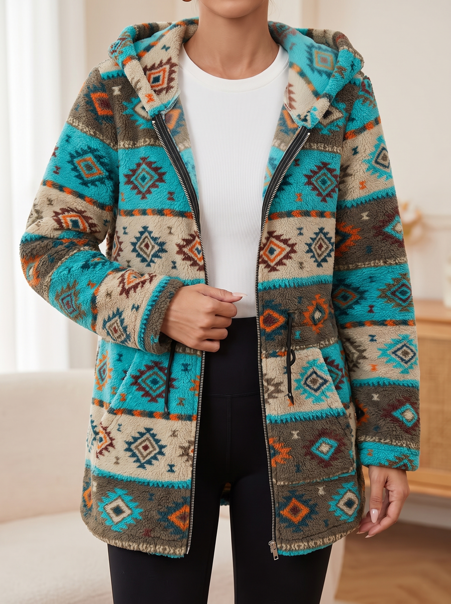 Winterbourne™ | Hooded Aztec Sherpa Coat