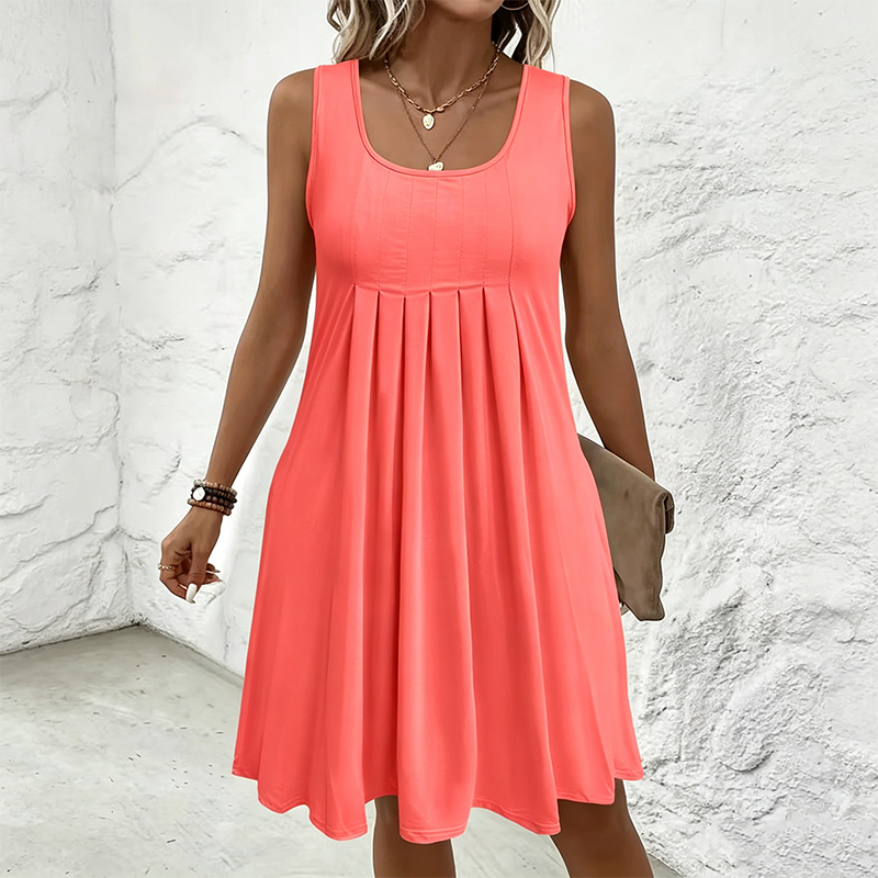 Rachel | Sleeveless pleated skirt, tank top dress