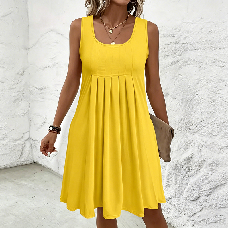 Rachel | Sleeveless pleated skirt, tank top dress