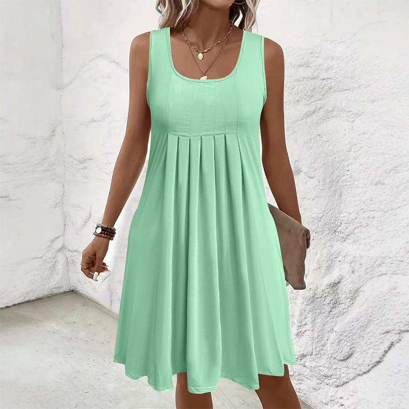 Rachel | Sleeveless pleated skirt, tank top dress