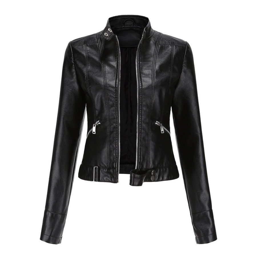 Linnea | Cropped Stand-Collar Moto Jacket