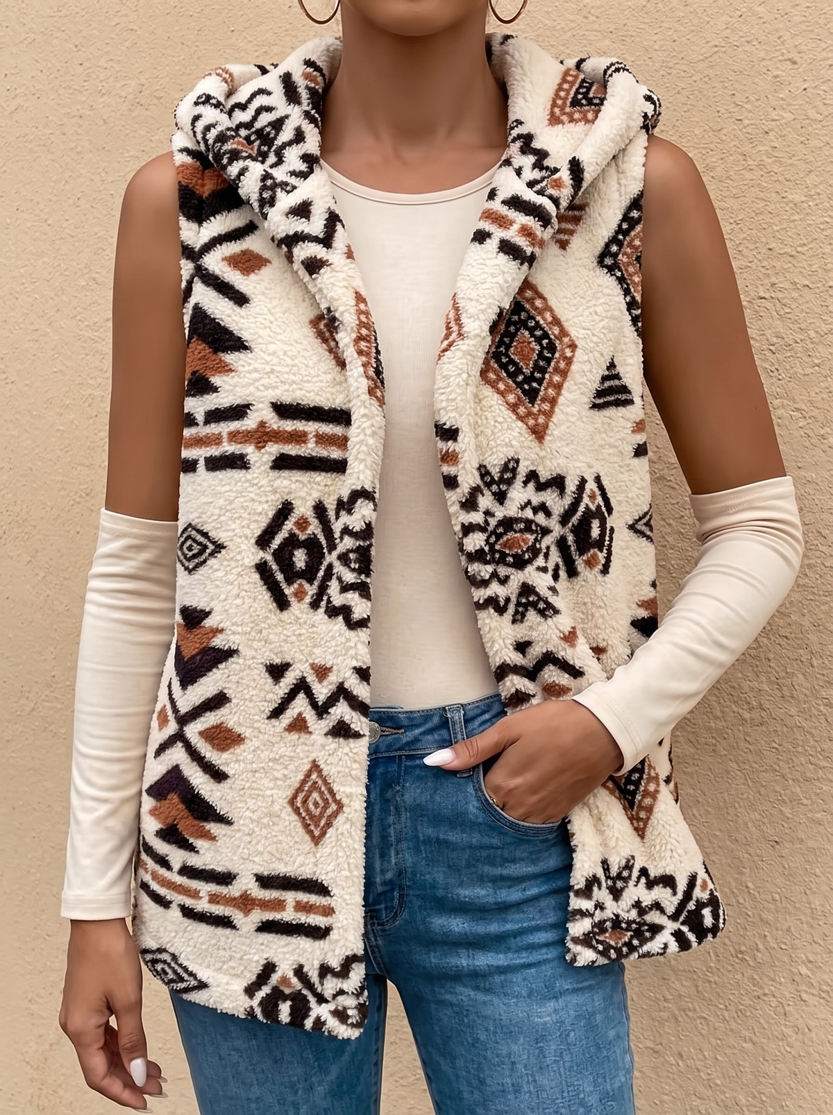 Wynstead™ | Hooded Aztec Sherpa Vest